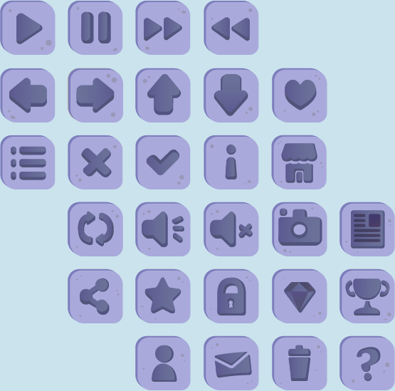 Cartoony icons with brown colours