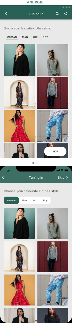 Some high fidelity screens of the app